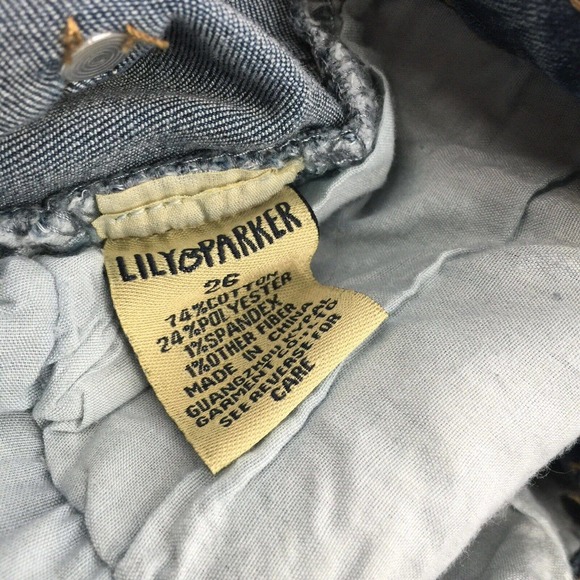 Lily and Parker High Rise Rolled Cuffed Jean Shirts Size 28 Blue Denim Stretch - Picture 4 of 7